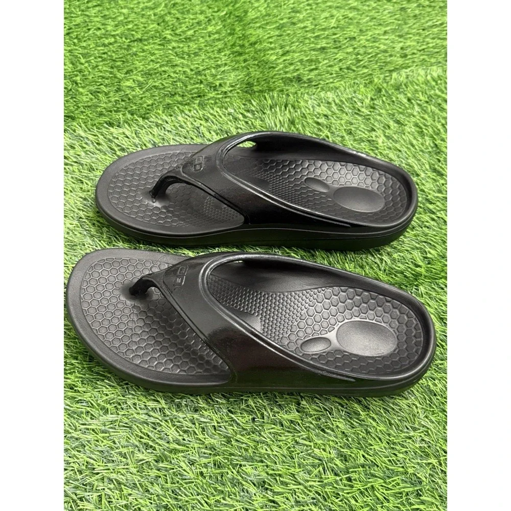 Spenco Fusion 2 Recovery Thong Sandals Comfort Glossy Black Men's 9 Women's 11